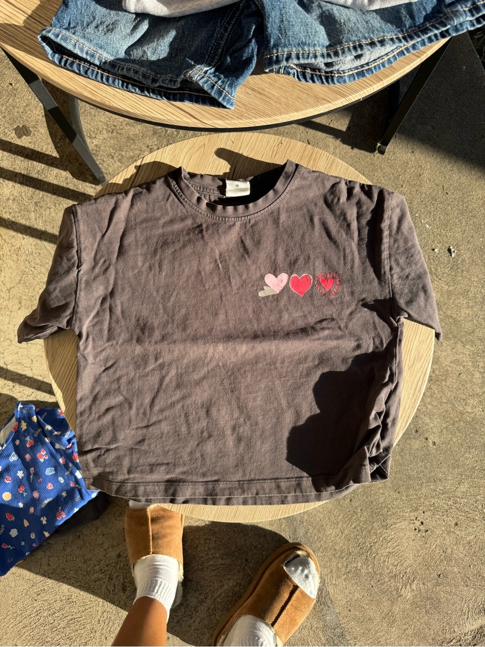 Zara Kids Short-Sleeve Tee with Pink and Red Hearts